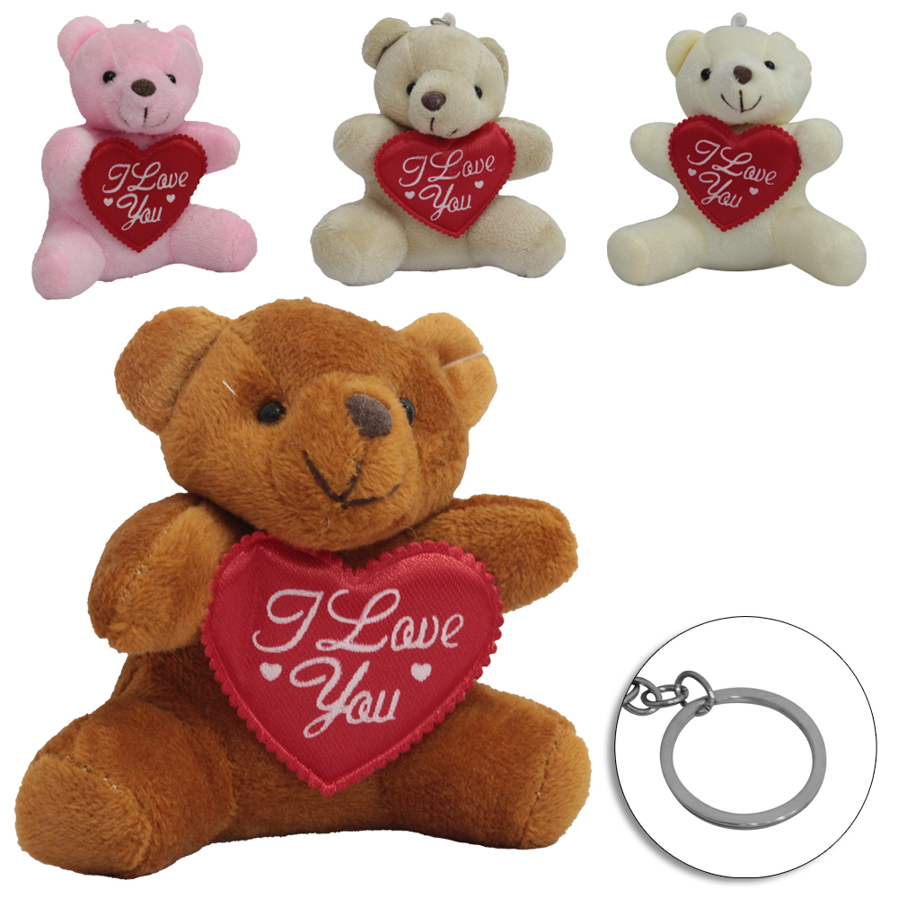 CHAVEIRO DE PELUCIA URSO COM CORACAO TOP KIDS 10X8CM