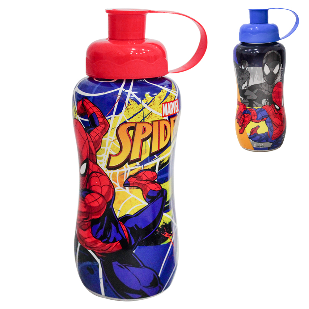 GARRAFA SQUEEZE SLEEVE DE PLASTICO PET HOMEM ARANHA / SPIDER MAN COM TAMPA E ALCA 550ML