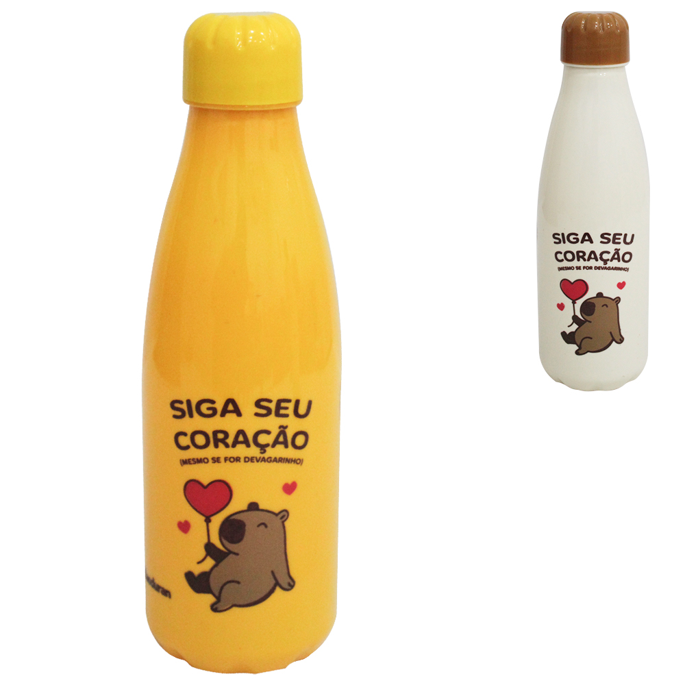 GARRAFA SQUEEZE DE PLASTICO PET PARIS CAPIVARA 600ML