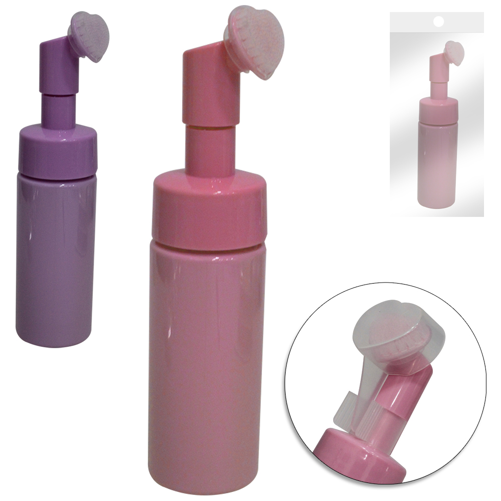 FRASCO VALVULA PUMP ESPUMADOR PLASTICO COM ESCOVA PARA LIMPEZA FACIAL DE SILICONE 150ML