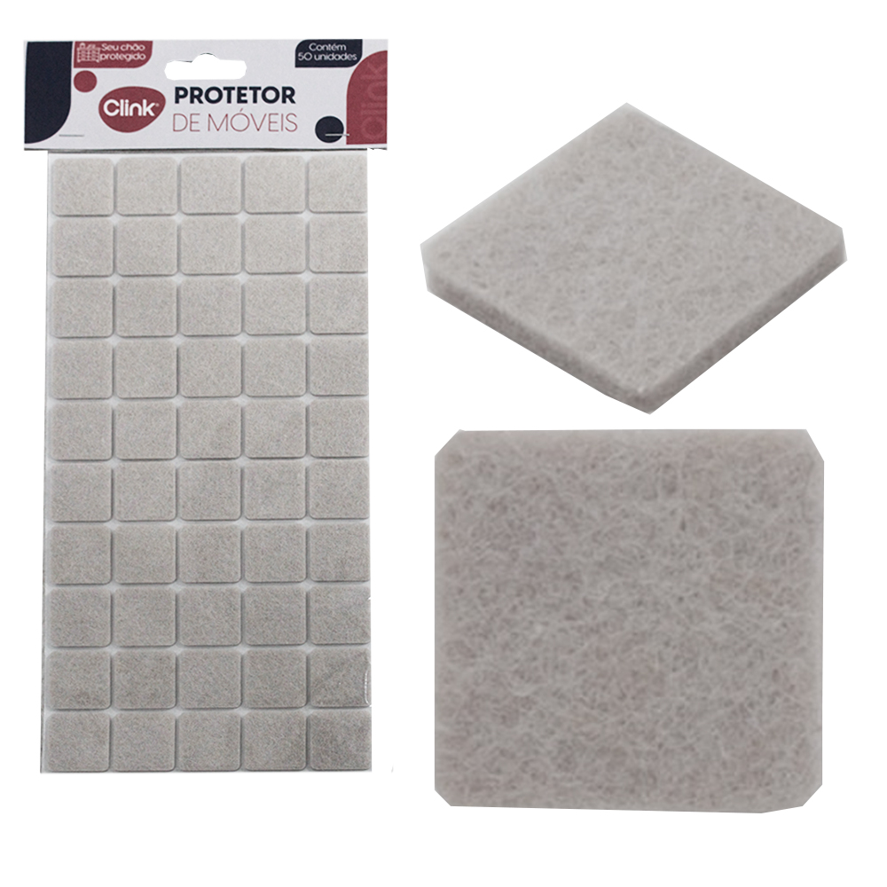 PROTETOR AUTOADESIVO PARA MOVEIS EM FELTRO QUADRADO COM 50 PECAS 2,2CM
