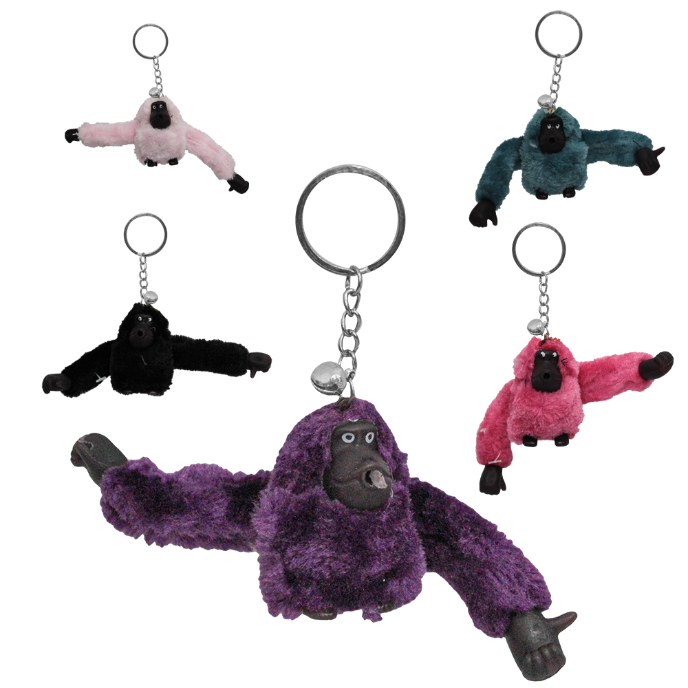 CHAVEIRO DE PELUCIA MACACO COM GUIZO 10X10CM