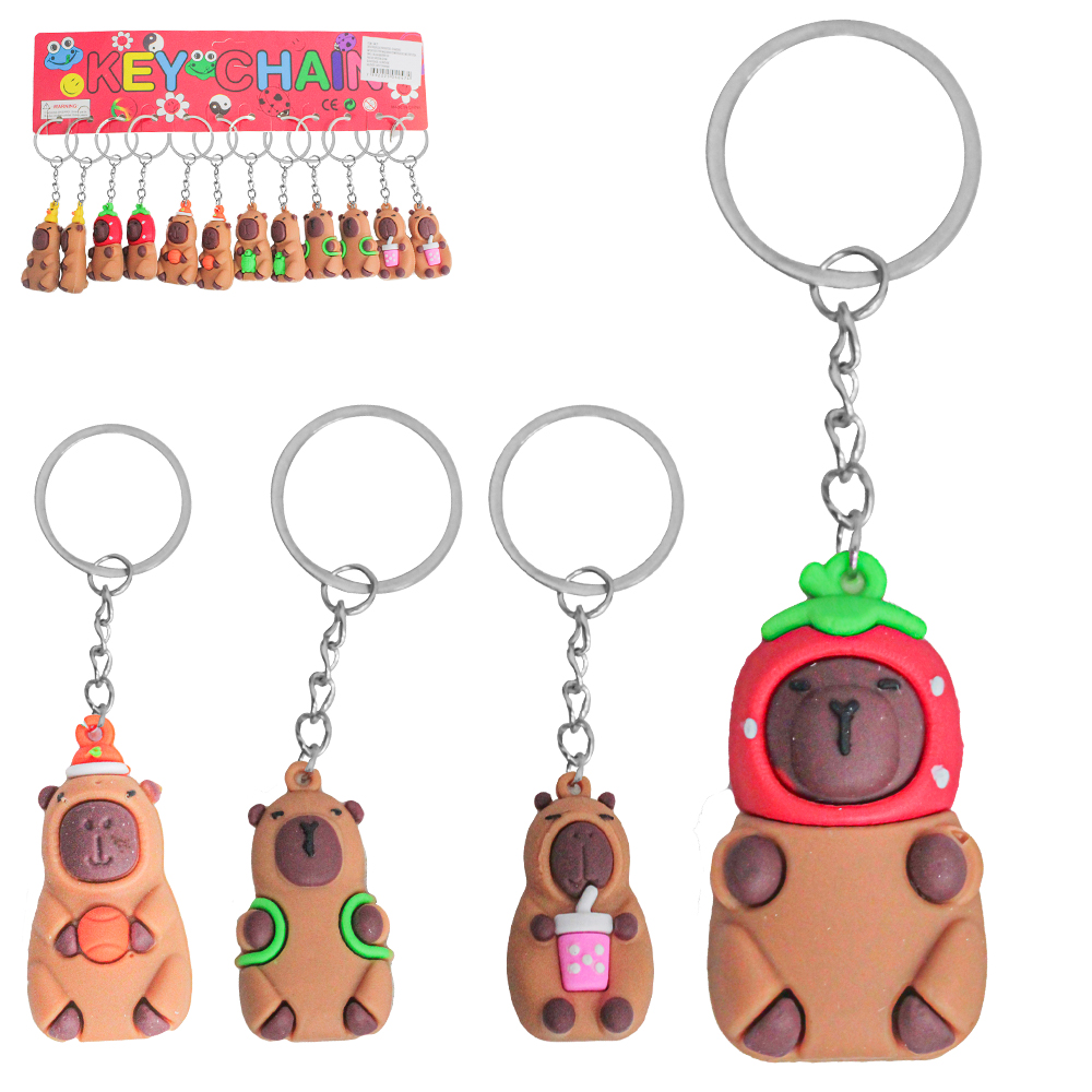 CHAVEIRO EMBORRACHADO DE PVC CAPIVARA COM 12 PECAS