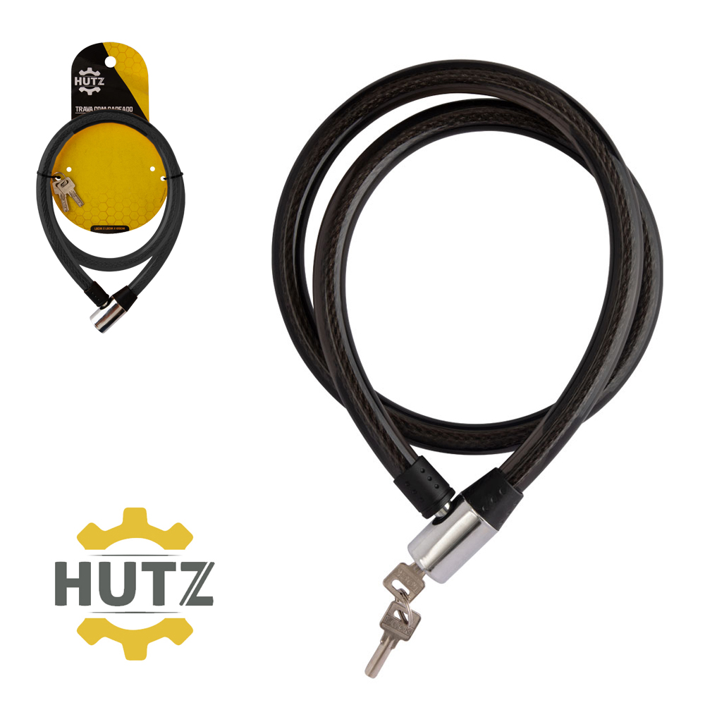 CADEADO TRAVA DE BICICLETA / MOTO HUTZ 116X17MM
