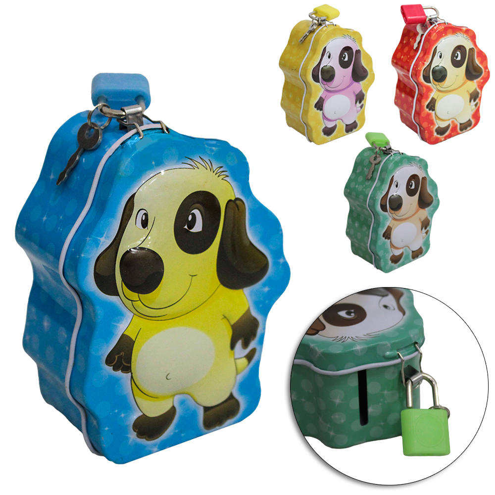 COFRE DE METAL / LATA CACHORRO COM CADEADO 10X4,6CM