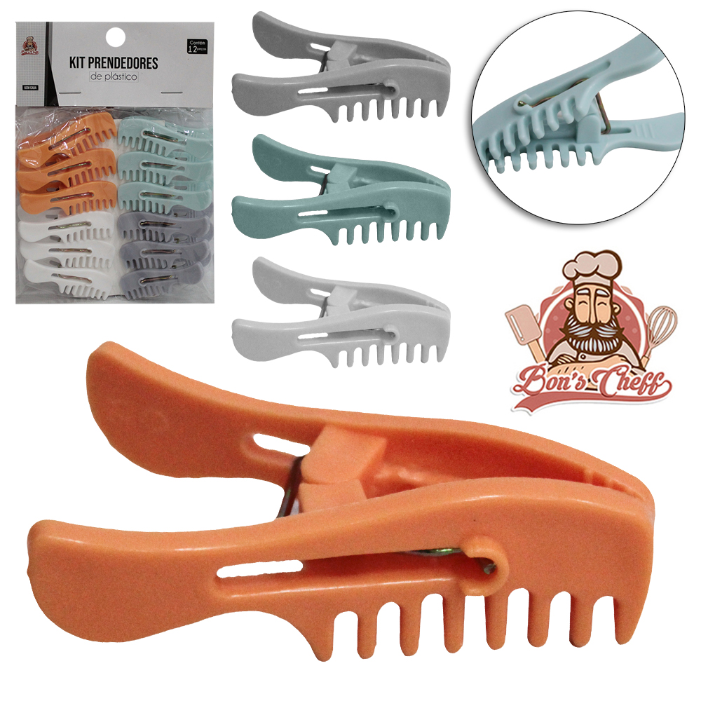 PRENDEDOR DE ROUPA DE PLASTICO PENTE COLORS COM 12 PECAS 6X2CM