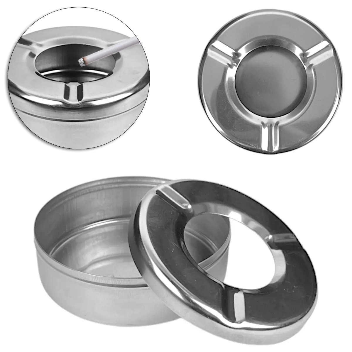 CINZEIRO DE METAL REDONDO COM TAMPA 9,5CM DE Ø