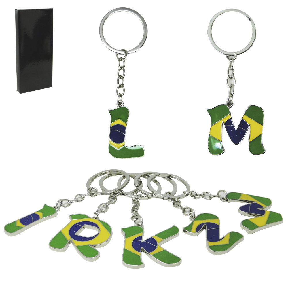 CHAVEIRO DE METAL ALFABETO BRASIL 10,5CM NA CAIXA