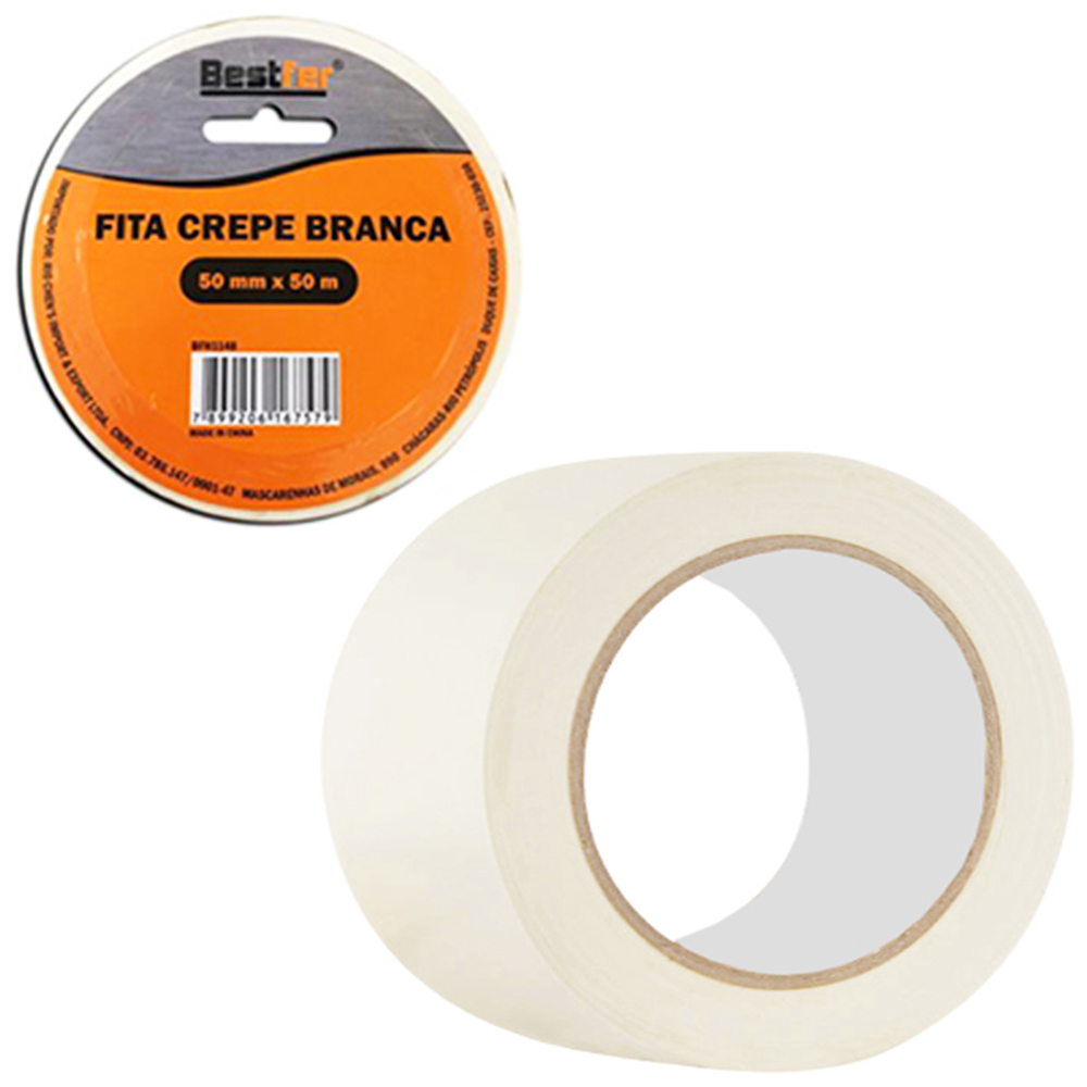 FITA ADESIVA CREPE BRANCA MULTIUSO 50MMX50M 