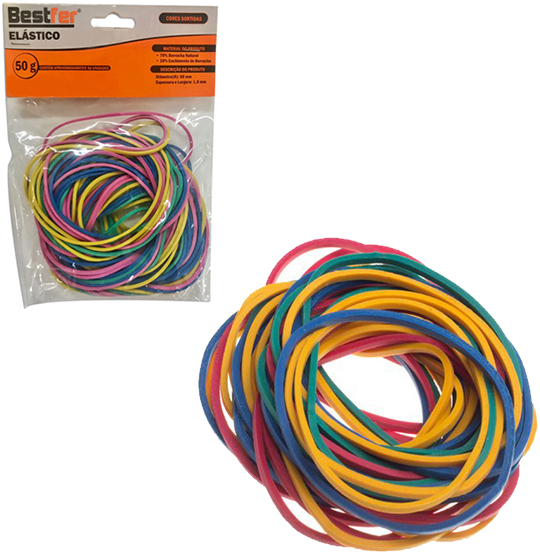 ELASTICO MULTIUSO COLORS 50G COM 66 PECAS NA SOLAPA 
