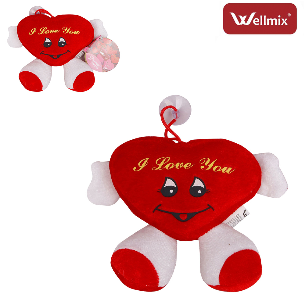 CHAVEIRO DE PELUCIA CORACAO I LOVE YOU COM BRACO + PERNAS E VENTOSA17X14CM 