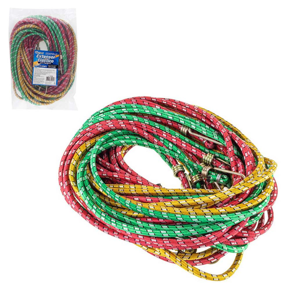 ELASTICO EXTENSOR MULTIUSO COLORS COM 10 PECAS 2MX6MM 