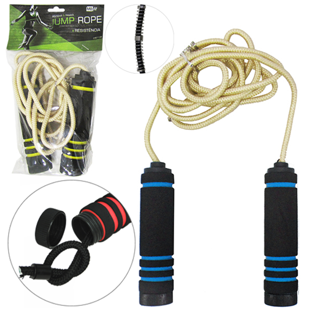 PULA CORDA AJUSTAVEL COM EMPUNHADURAS DE ESPUMA JUMP ROPE 2,60M