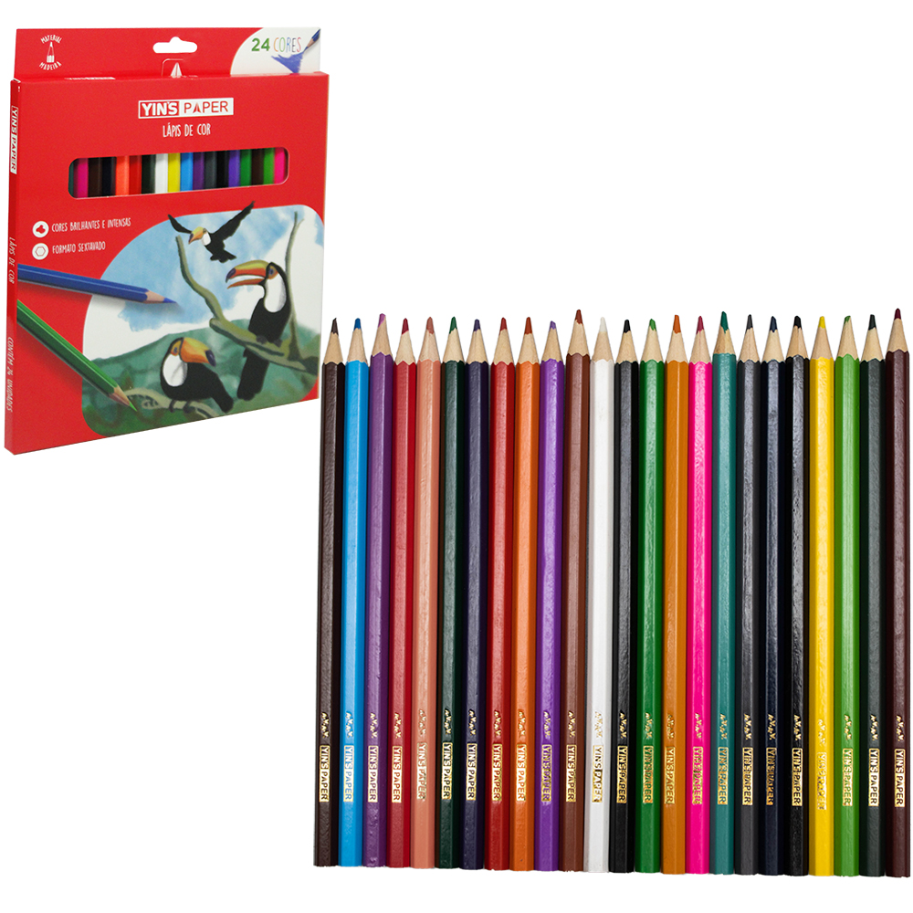 LAPIS DE COR SEXTAVADO 24 CORES YINS PAPER 17,5CM