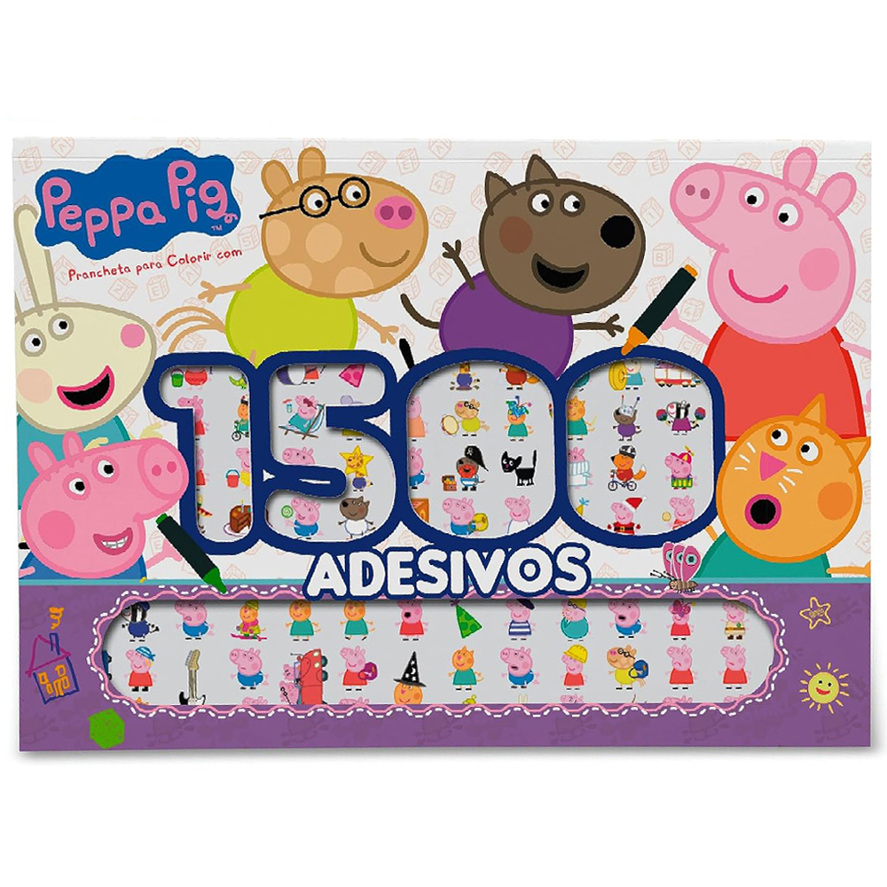 LIVRO PRANCHETA PARA COLORIR COM 1500 ADESIVOS PEPPA PIG 8 PAGINAS 30,5X21,5CM