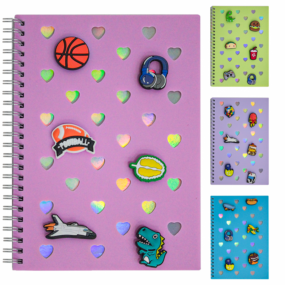 CADERNETA / BLOCO DE ANOTACAO ESPIRAL CAPA DE PLASTICO COM BOTONS 60 FOLHAS 21X15CM