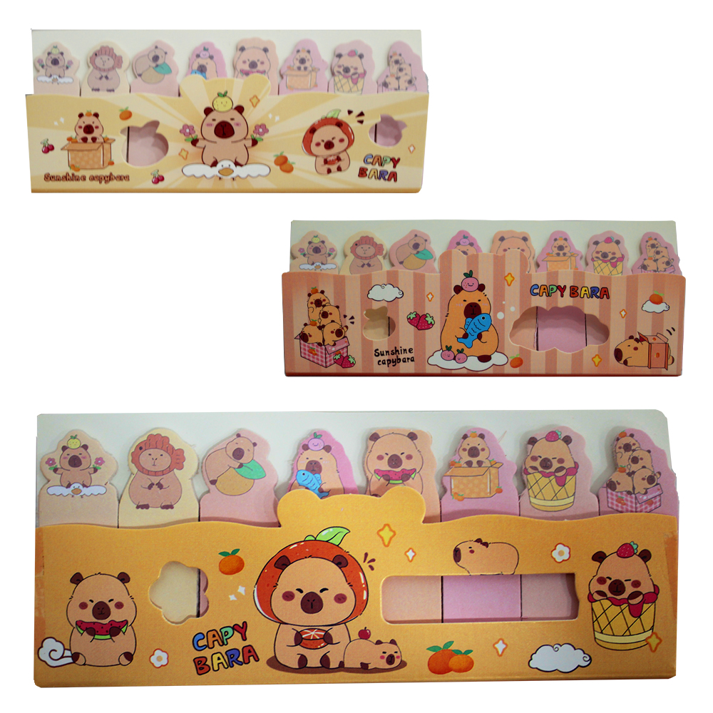 MARCADOR PAGINA / BLOCO ANOTACAO STICKER ADESIVO CAPIVARA 120 PECAS 4,8X1,5CM