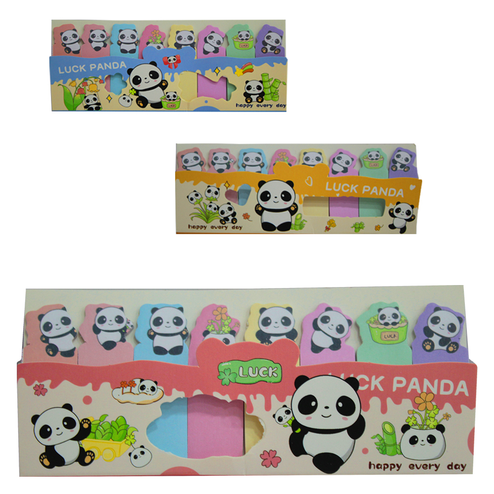 MARCADOR PAGINA / BLOCO ANOTACAO STICKER ADESIVO PANDA 120 PECAS 4,8X1,5CM