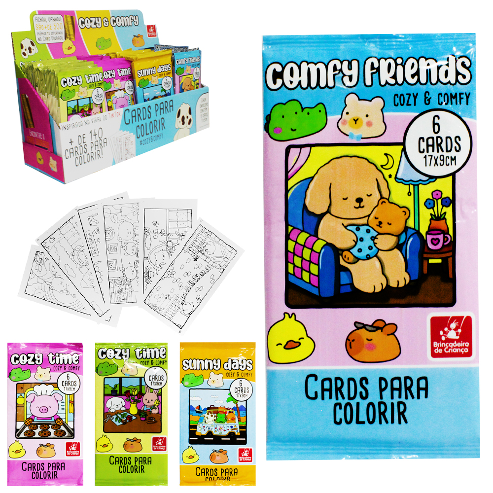 CARDS PARA COLORIR COZY & COMFY COM 6 PECAS 17X9CM DP PLAY 