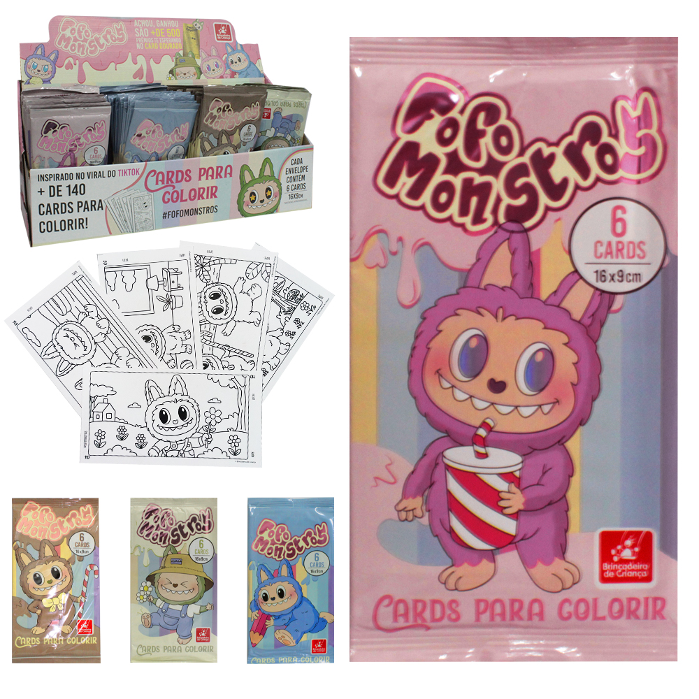 CARDS PARA COLORIR FOFO MONSTROS COM 6 PECAS DP PLAY 