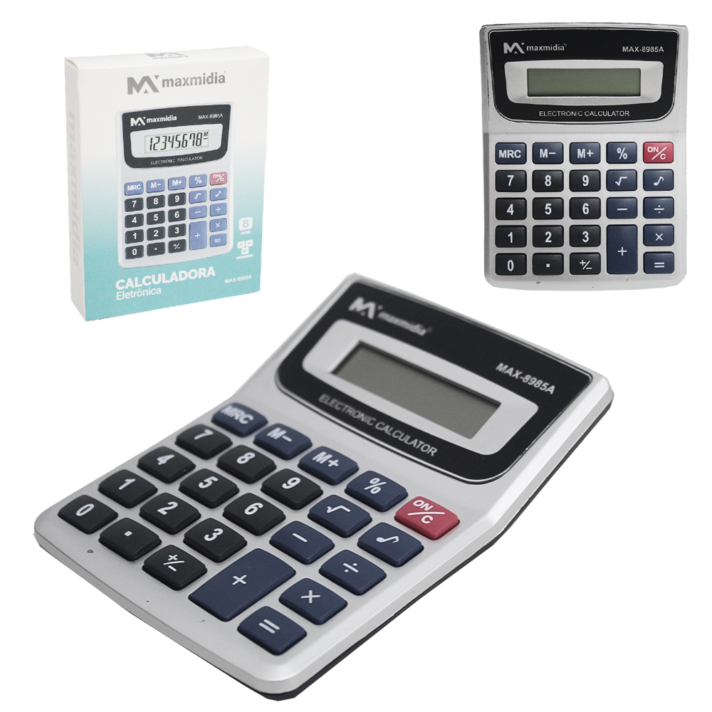 CALCULADORA ELETRONICA 8 DIGITOS A BATERIA MAXMIDIA 12,7X9,7CM