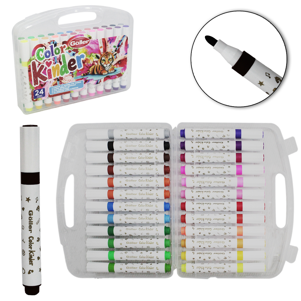 CANETA HIDROGRAFICA / HIDROCOR COLOR KINDER COM 24 PECAS NA MALETA