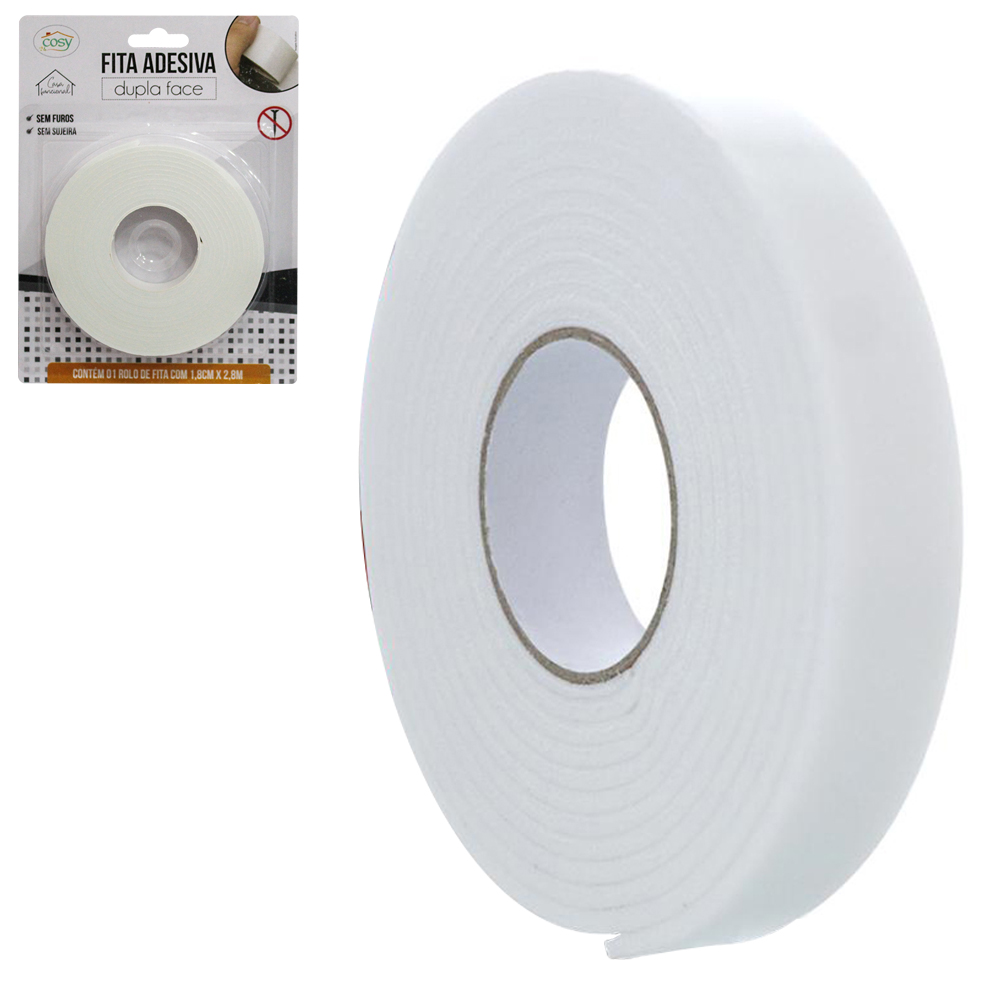 FITA ADESIVA DUPLA FACE DE ESPUMA 18MMX2,8M