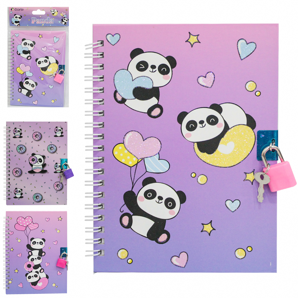 DIARIO PANDA COM CADEADO 45 FOLHAS 18,2X12,7CM