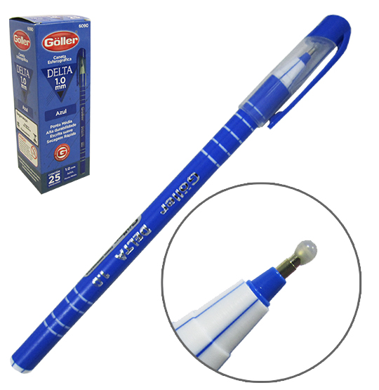 CANETA ESFEROGRAFICA AZUL DELTA 1.0MM ESCRITA SUAVE COM 25 PECAS