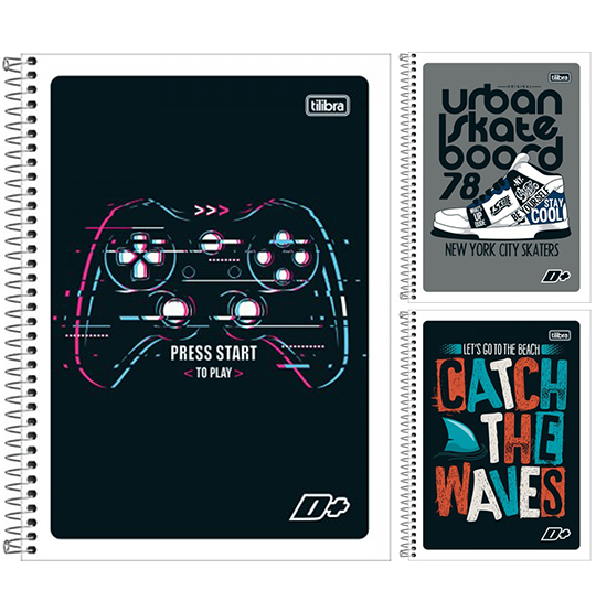 CADERNO D+ UNISSEX ¼ CAPA FLEXIVEL ESPIRAL 48 FOLHAS
