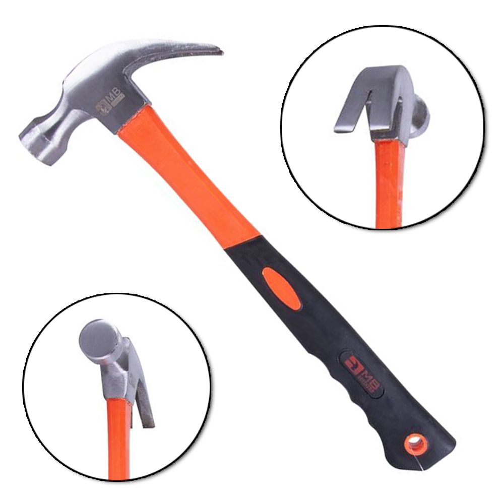 MARTELO UNHA CABO EMBORRACHADO LARANJA/PRETO 29MM 33,5CM MB TOOLS