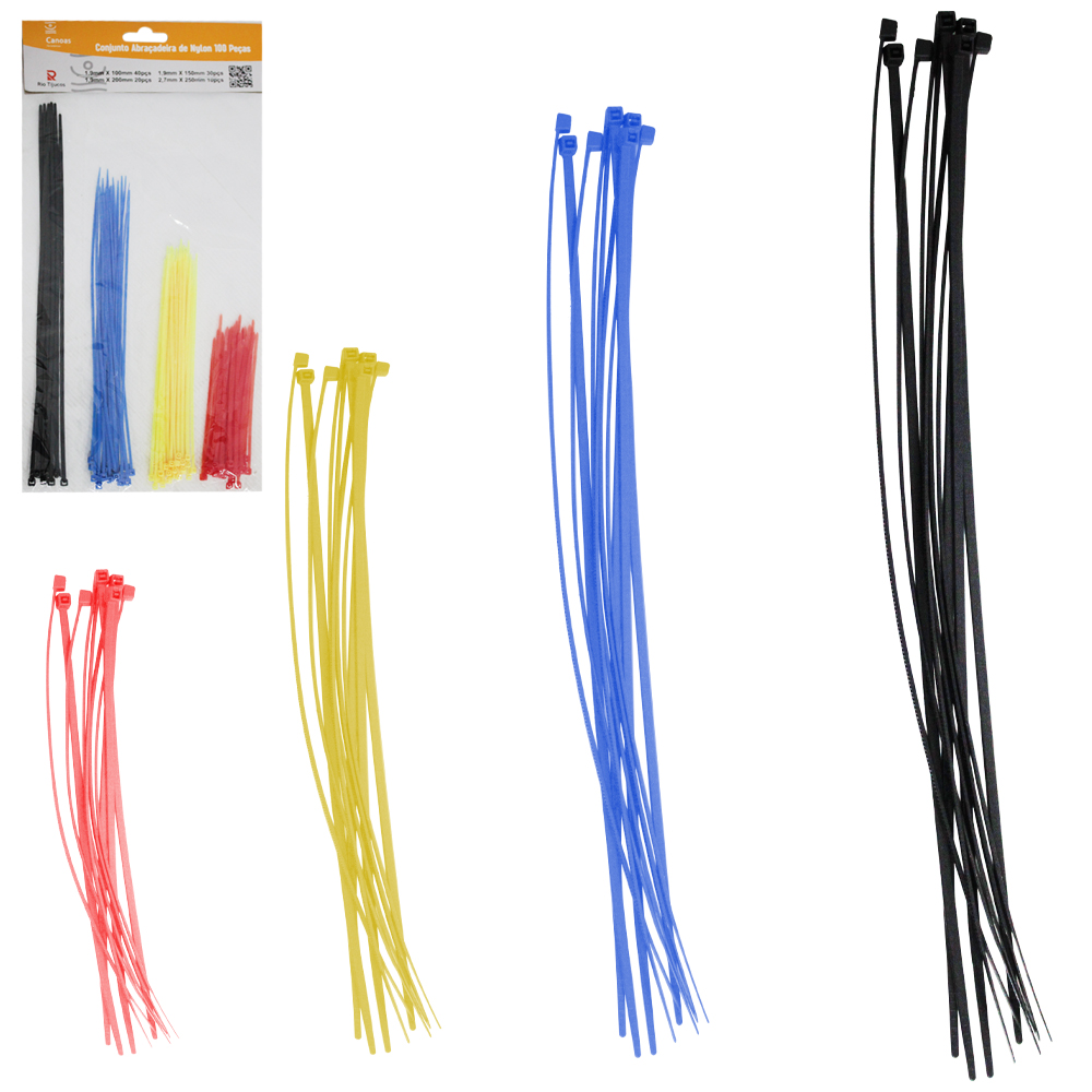 ABRACADEIRA DE NYLON COLORS COM 100 PECAS PMG/GG