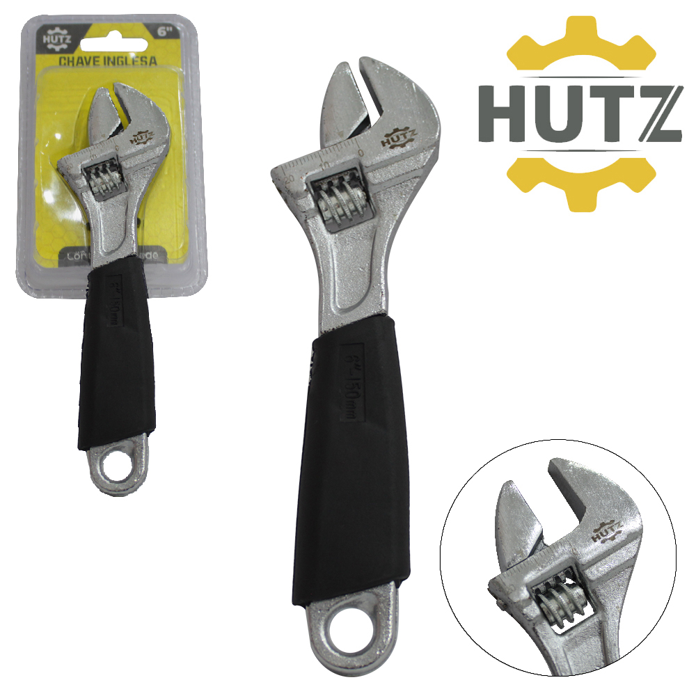 CHAVE INGLESA AJUSTAVEL CABO EMBORRACHADO HUTZ 6''