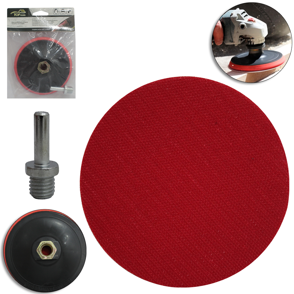 SUPORTE PARA DISCO DE LIXA COM VELCRO E ADAPTADOR 6'' 150MM TOP CASA