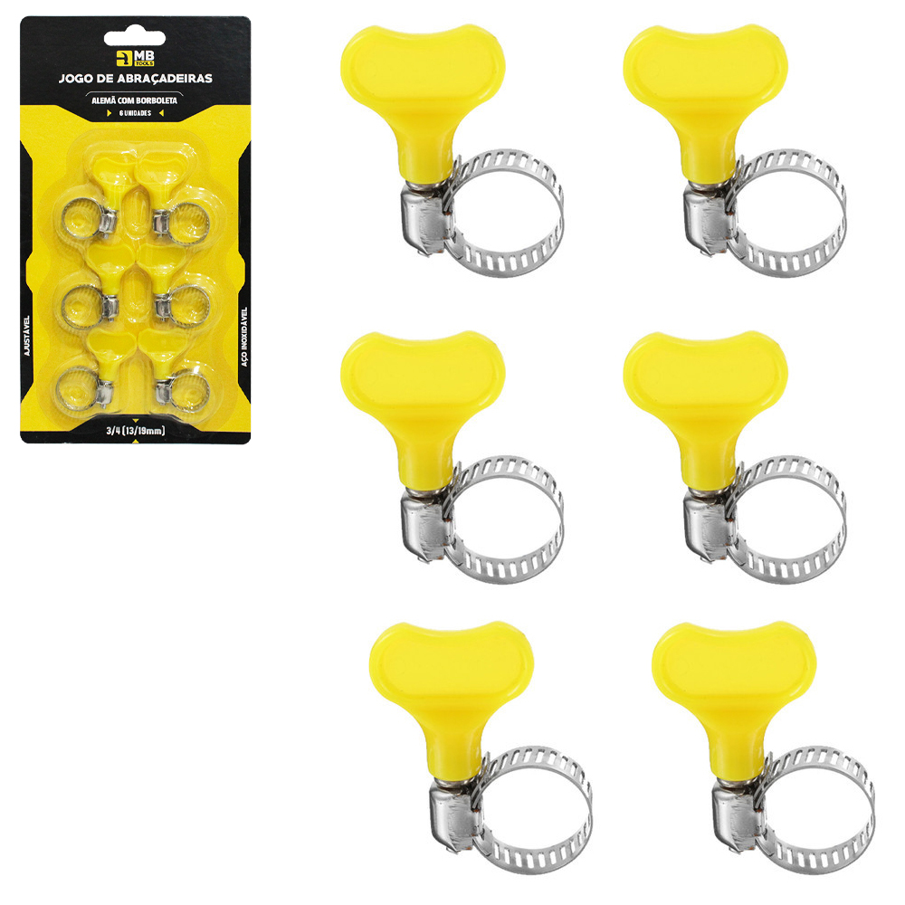 ABRACADEIRA AJUSTAVEL DE METAL ALEMA COM BORBOLETA COM 6 PECAS MB TOOLS
