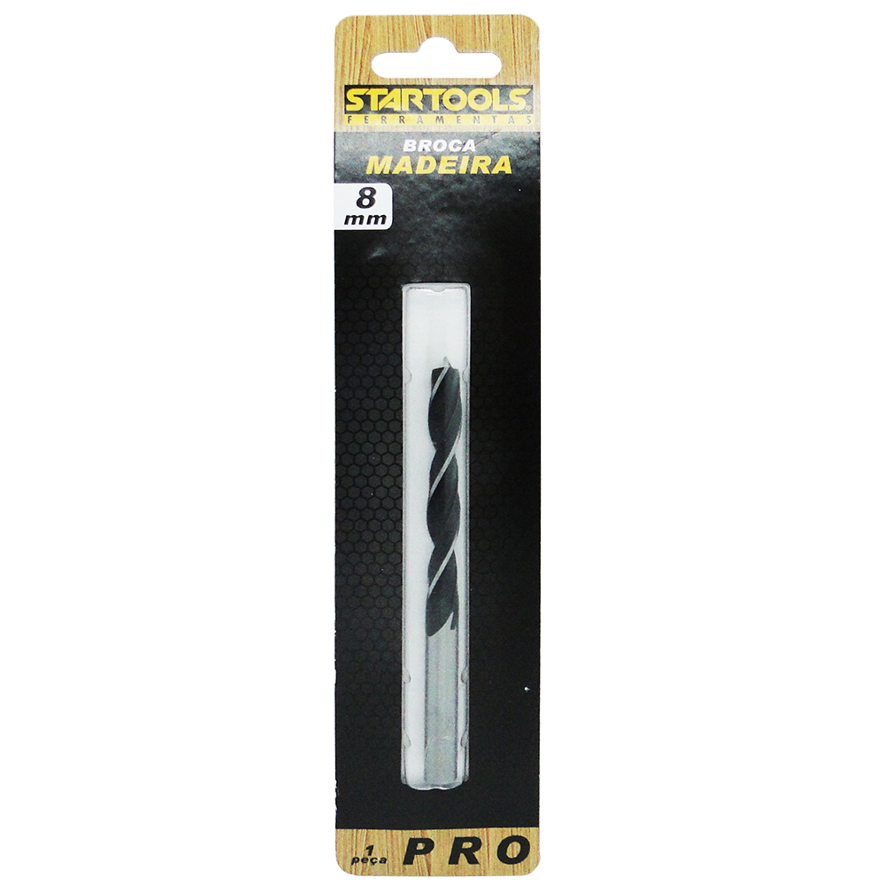 BROCA DE ACO CARBONO PARA MADEIRA PRO 8MM NA CARTELA