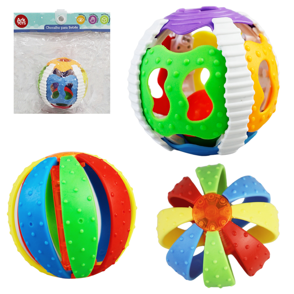 CHOCALHO BABY DIVERTIDO BOLA COM GUIZO 8CM DE Ø