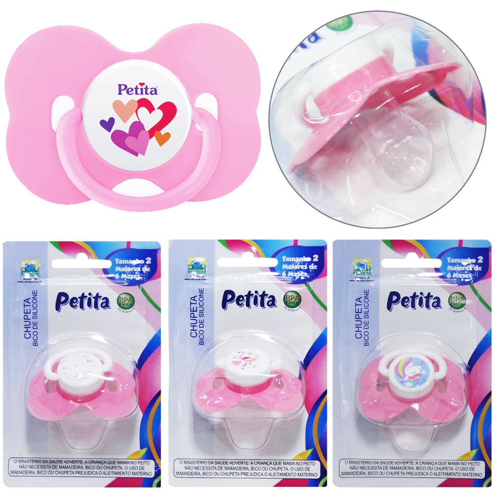 CHUPETA DAINTY Nº2 COM BICO DE SILICONE ORTODONTICO > 6 MESES ROSA