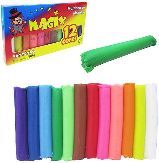 MASSINHA DE MODELAR COM 12 CORES 180G