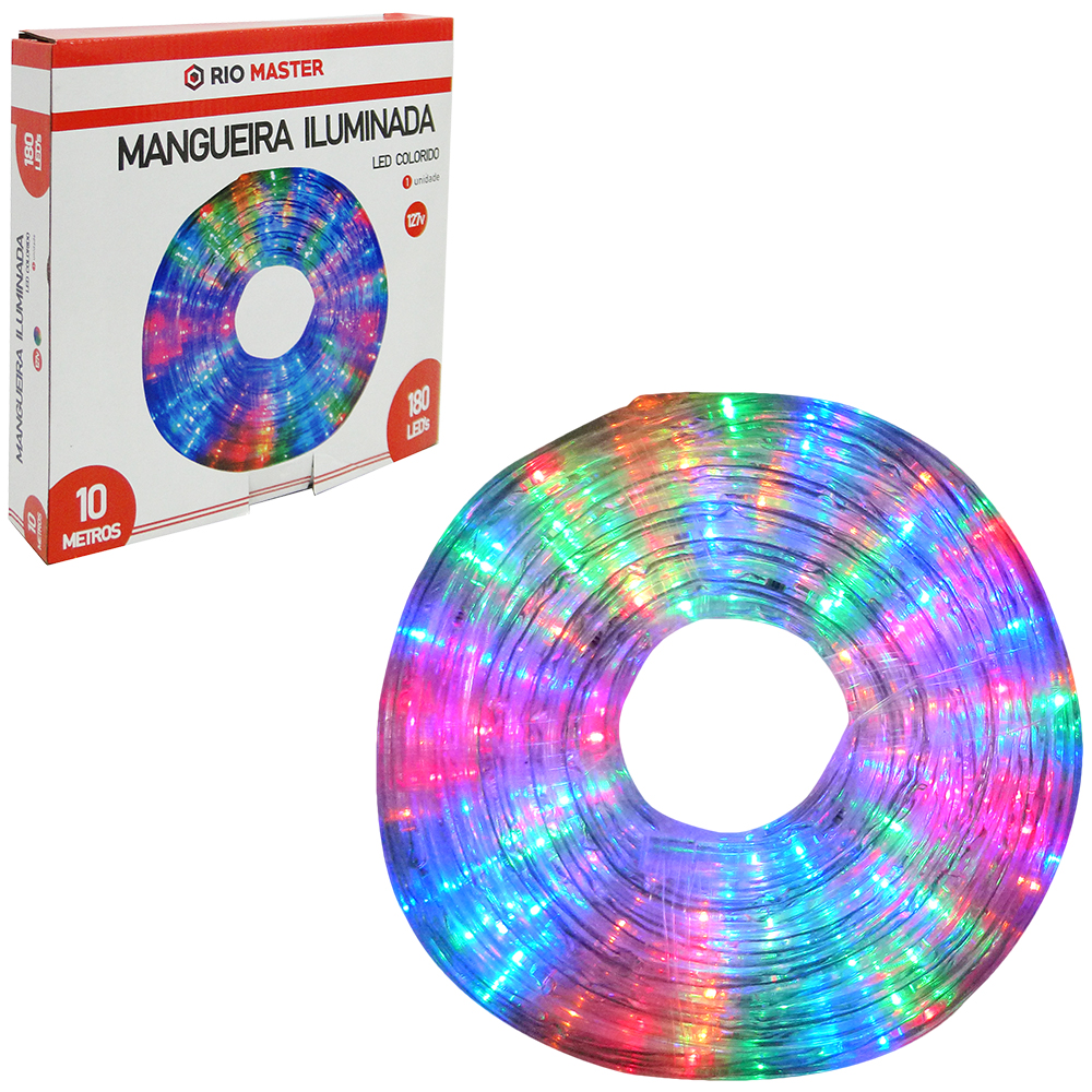 PISCA MANGUEIRA ILUMINADA 180 LEDS COLORS 127V 10M