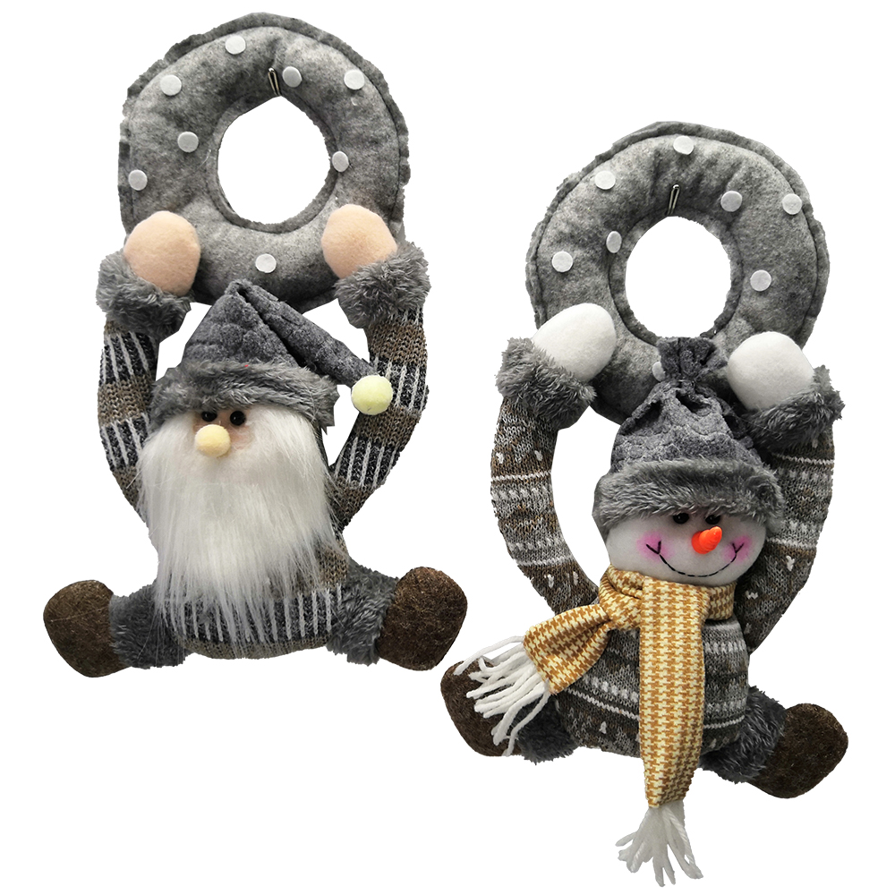 ENFEITE PENDURAR PARA PORTA / MACANETA PAPAI NOEL / BONECO DE NEVE XADREZ/CZ 34CM