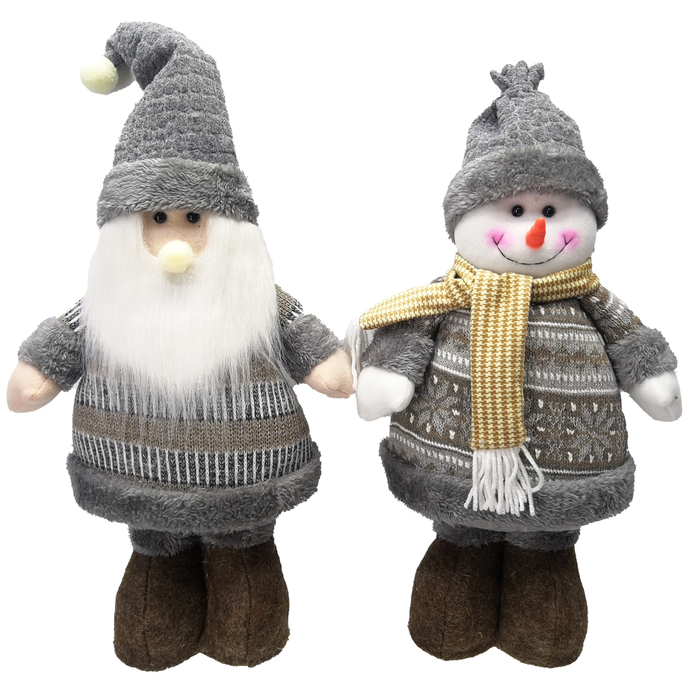 PAPAI NOEL / BONECO DE NEVE EM PE POSE DE PELUCIA XADREZ/CZ 41CM