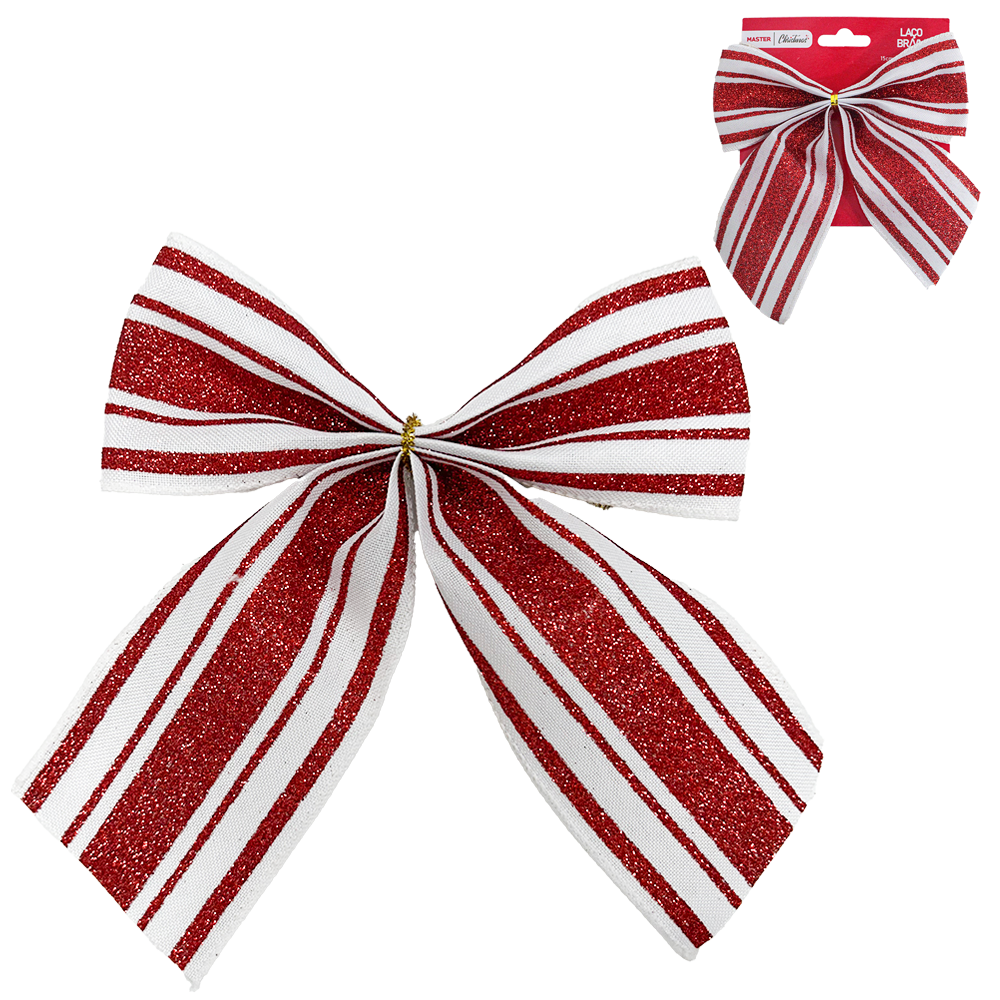 LACO BRANCO E VERMELHO COM GLITTER 17X15CM