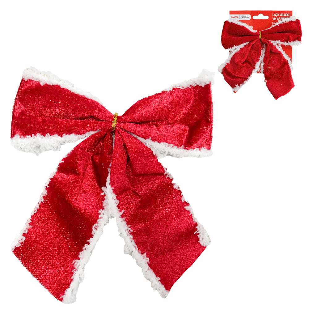 LACO VELUDO VERMELHO COM BORDA BRANCA 17X15CM