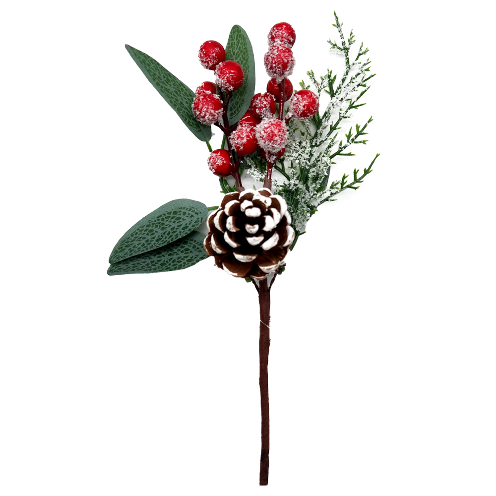 PICK NATALINO FOLHAS COM AZEVINHOS / PINHA PREMIUM 22CM
