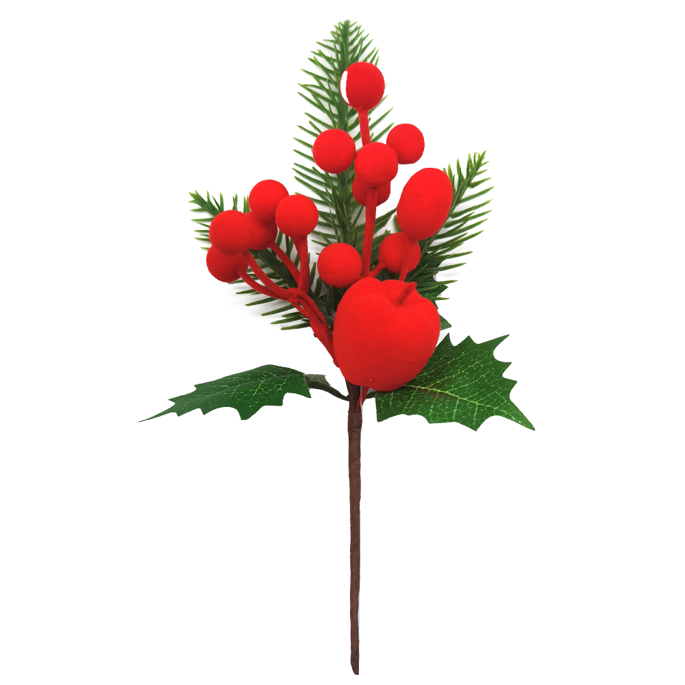 PICK NATALINO AZEVINHOS / FRUTO / FOLHAS CAMURCA PREMIUM 20CM