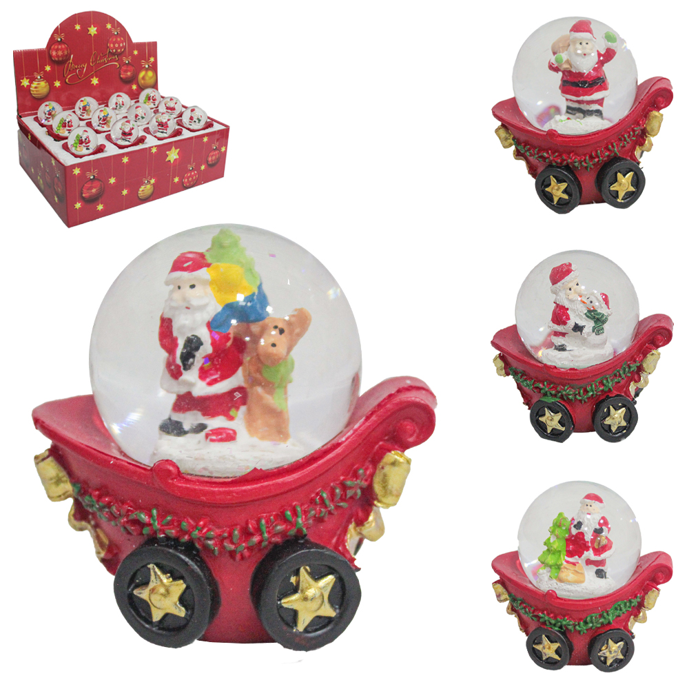 CUPULA DE VIDRO COM PAPAI NOEL E ARVORE DE RESINA TRENO 7X4,5CM
