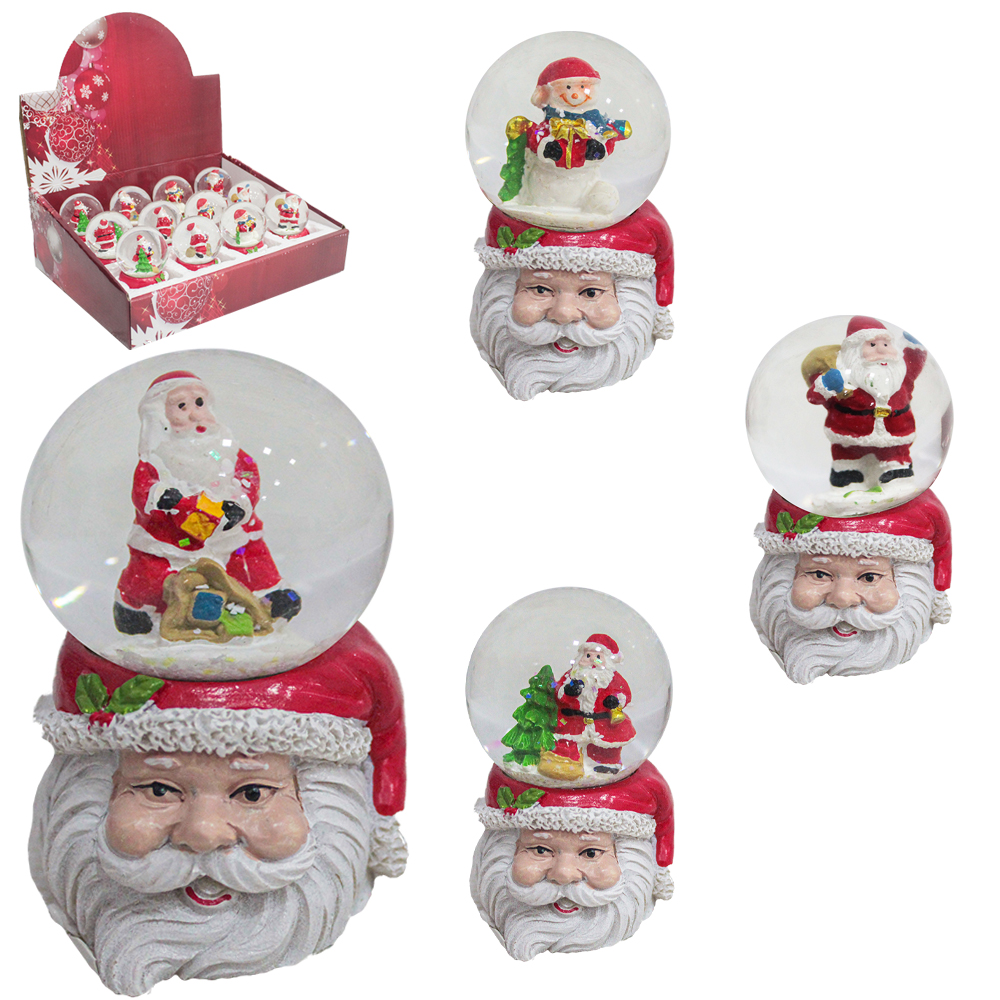 CUPULA DE VIDRO COM PAPAI NOEL DE RESINA XICARA CABECA NOEL 7X4,5CM
