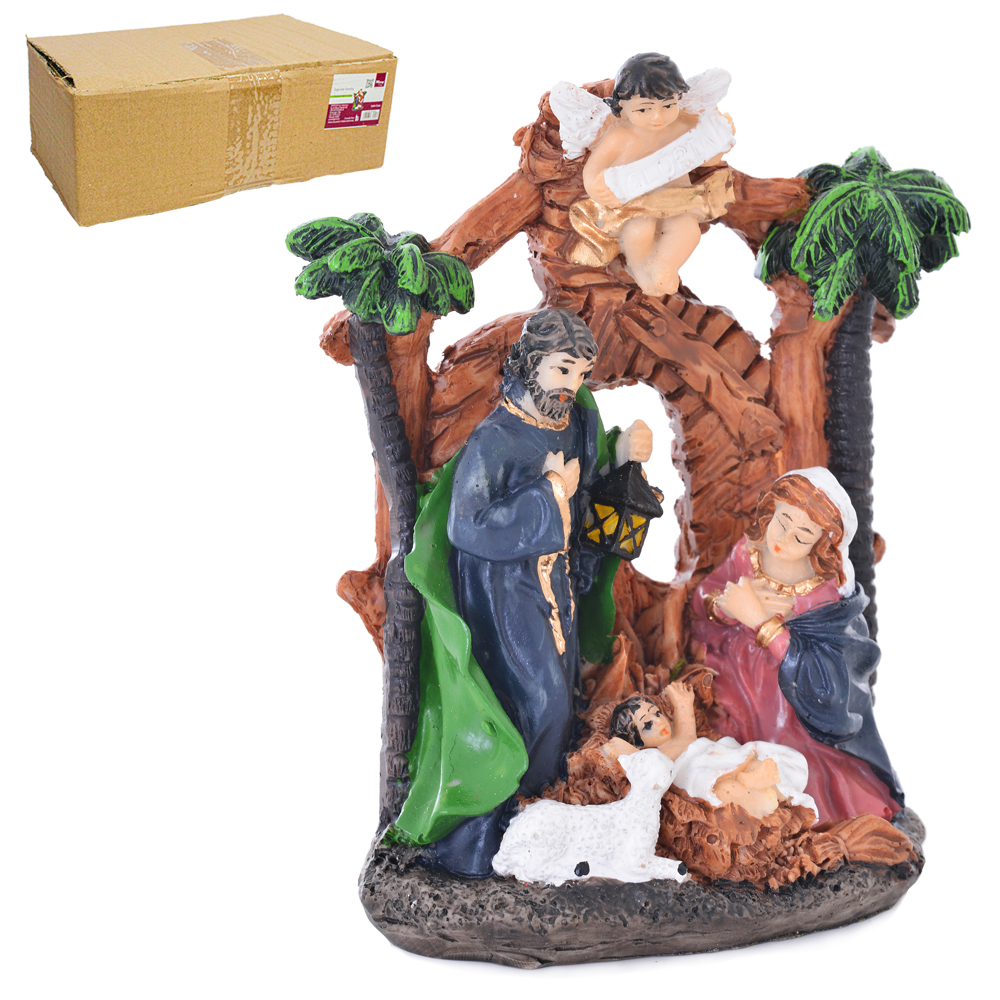 PRESEPIO SAGRADA FAMILIA ANJO TEMPLO 10X8X4CM