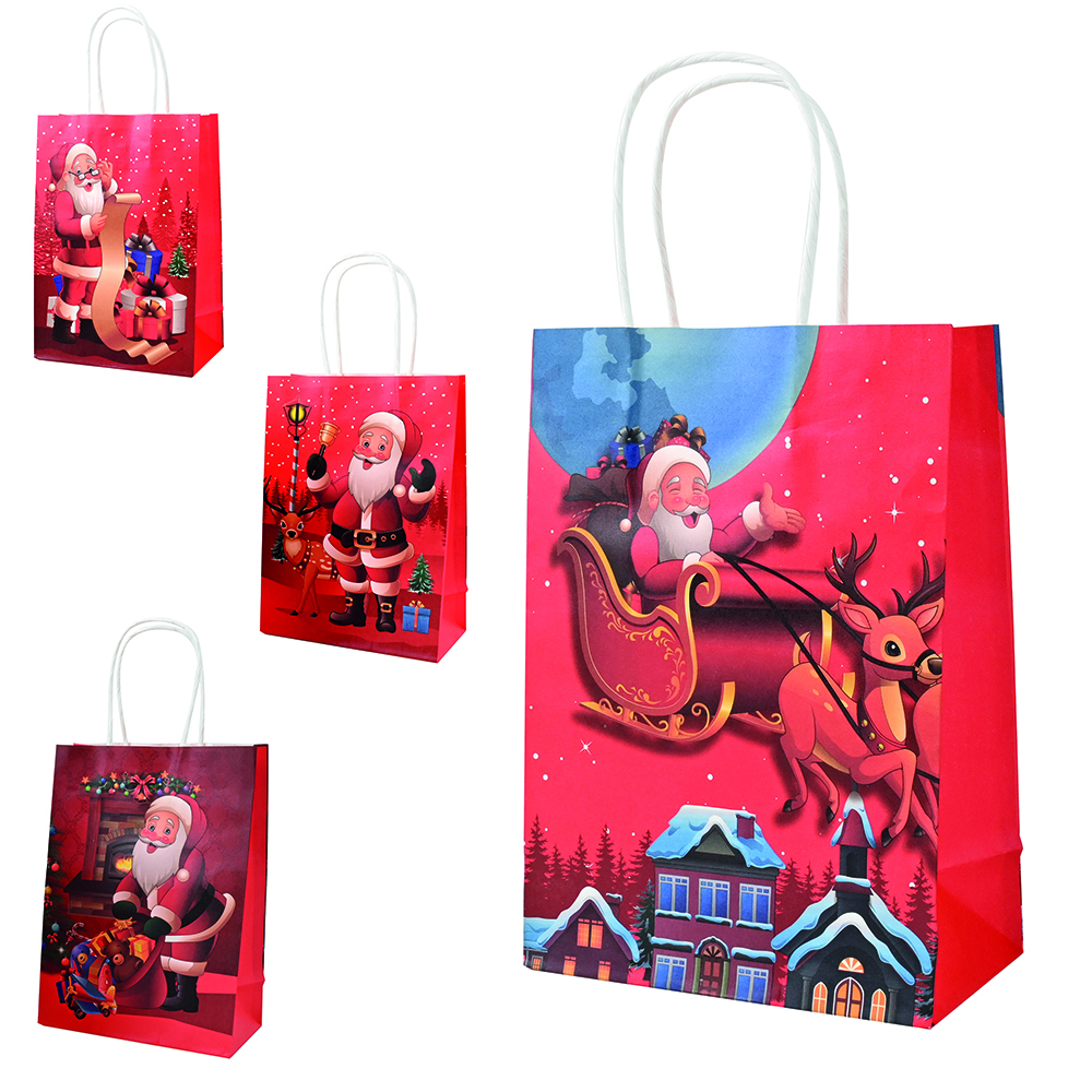 SACOLA DE PAPEL SANTA PRINTS 25X18X9CM